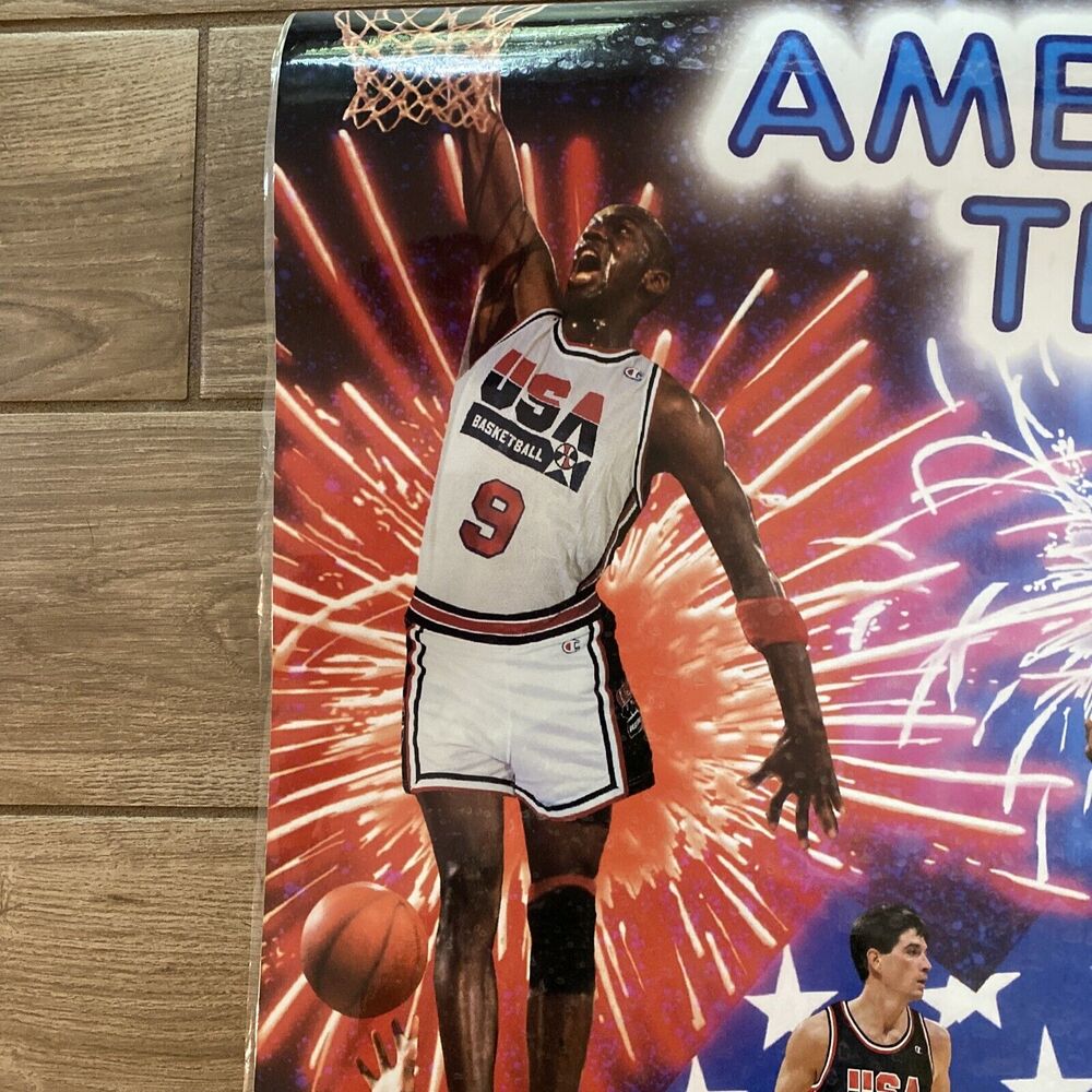 1992 STARLINE MICHAEL JORDAN & AMERICA’S DREAM TEAM OLYMPIC BASKETBALL POSTER - Picture 9 of 12
